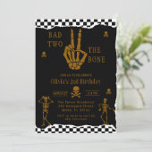 Skull Skeleton Bad to the Bone 2nd Birthday  Kaart (Staand voorkant)