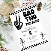 Skull Skeleton Bad to the Bone 2nd Birthday  Kaart