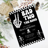 Skull Skeleton Bad to the Bone 2nd Birthday  Kaart