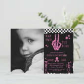 Skull Skeleton Bad to the Bone 2nd Birthday Kaart (Staand voorkant)