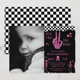 Skull Skeleton Bad to the Bone 2nd Birthday Kaart