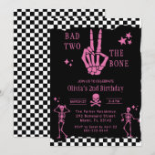Skull Skeleton Bad to the Bone 2nd Birthday  Kaart (Voorkant / Achterkant)