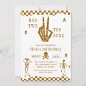 Skull Skeleton Bad to the Bone 2nd Birthday Kaart (Voorkant)