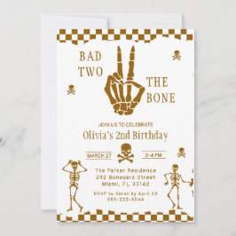 Skull Skeleton Bad to the Bone 2nd Birthday Kaart