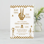 Skull Skeleton Bad to the Bone 2nd Birthday Kaart (Staand voorkant)