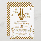 Skull Skeleton Bad to the Bone 2nd Birthday Kaart (Voorkant / Achterkant)