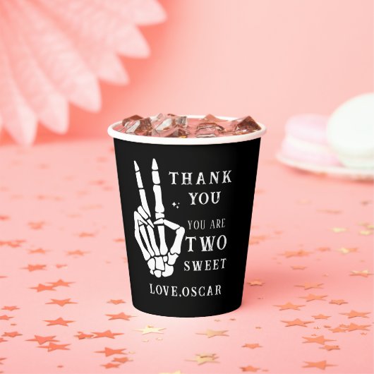 Skull Skeleton Bad to the Bone 2nd Birthday Papieren Bekers (Insitu)