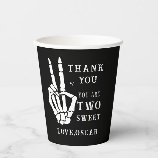 Skull Skeleton Bad to the Bone 2nd Birthday Papieren Bekers (Voorkant)