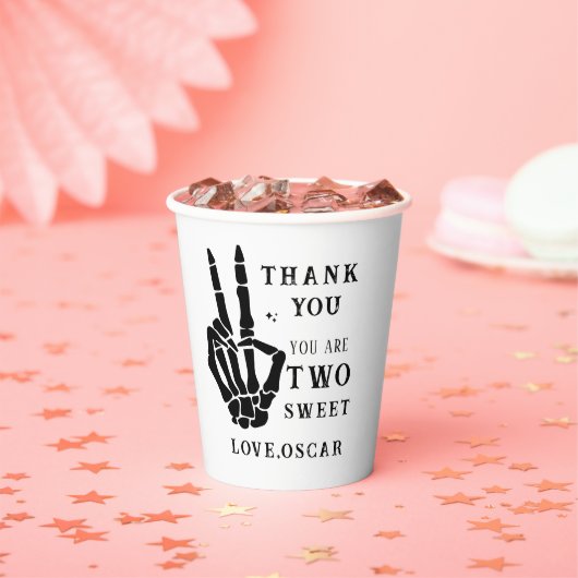 Skull Skeleton Bad to the Bone 2nd Birthday Papieren Bekers (Insitu)