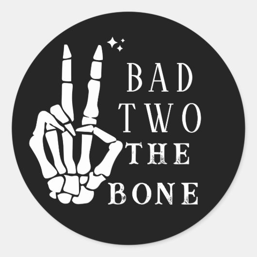 Skull Skeleton Bad to the Bone 2nd Birthday  Ronde Sticker (Voorkant)