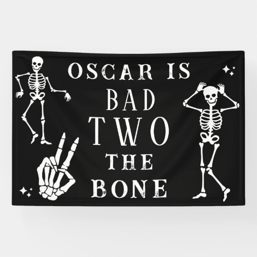 Skull Skeleton Bad to the Bone 2nd Birthday  Spandoek (Horizontaal)