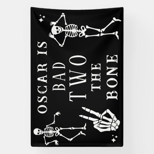 Skull Skeleton Bad to the Bone 2nd Birthday  Spandoek (Verticaal)