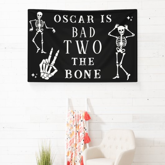 Skull Skeleton Bad to the Bone 2nd Birthday  Spandoek (Insitu)