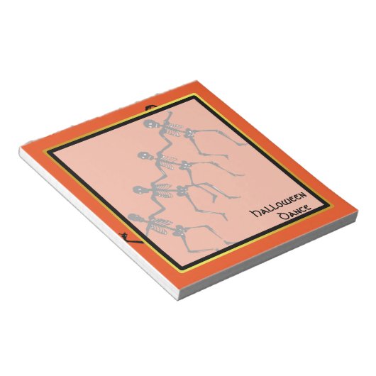 Skull Skeleton Deance Halloween Gold boarder Notitieblok (Schuin)