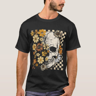 Skull Skeleton Floral Fall Autumn Spooky Halloween T-shirt