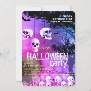 Skull Skeleton Halloween Party Freaky Night Kaart
