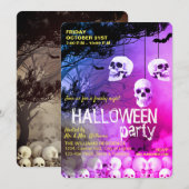 Skull Skeleton Halloween Party Freaky Night Kaart (Voorkant / Achterkant)