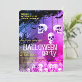 Skull Skeleton Halloween Party Freaky Night Kaart (Staand voorkant)