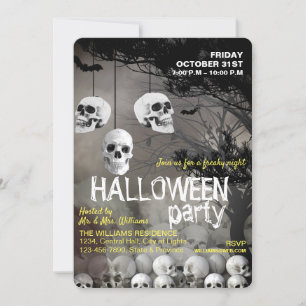 Skull Skeleton Halloween Party Freaky Night Kaart