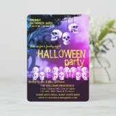Skull Skeleton Halloween Party Freaky Night Kaart (Staand voorkant)