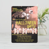 Skull Skeleton Halloween Party Freaky Night Kaart (Staand voorkant)
