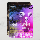 Skull Skeleton Halloween Party Freaky Night Kaart (Voorkant / Achterkant)
