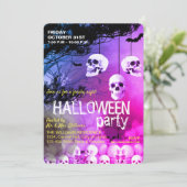 Skull Skeleton Halloween Party Freaky Night Kaart (Staand voorkant)