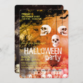 Skull Skeleton Halloween Party Freaky Night Kaart (Voorkant / Achterkant)