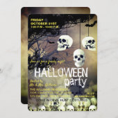 Skull Skeleton Halloween Party Freaky Night Kaart (Voorkant / Achterkant)