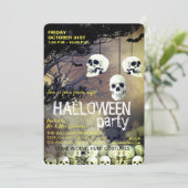 Skull Skeleton Halloween Party Freaky Night Kaart (Staand voorkant)