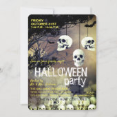 Skull Skeleton Halloween Party Freaky Night Kaart (Voorkant)