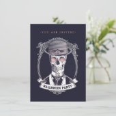  Skull Skeleton Halloween Party Invitation Kaart (Staand voorkant)