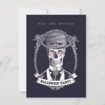  Skull Skeleton Halloween Party Invitation