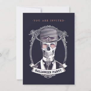  Skull Skeleton Halloween Party Invitation Kaart