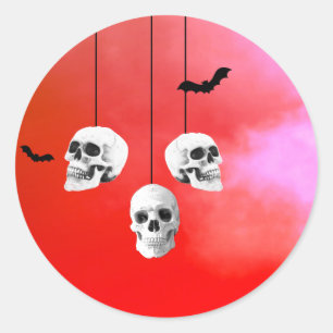 Skull Skeleton Halloween Party Red Night Ronde Sticker