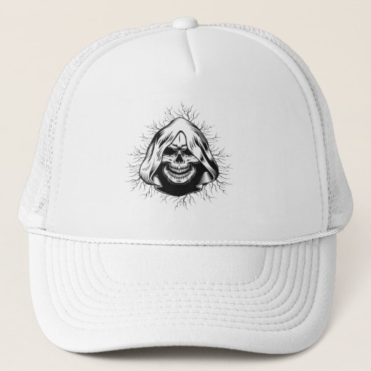 Skull Skeleton Halloween Trucker Hat Pet (Voorkant)
