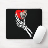 Skull Skeleton Hand Holding Red Heart Love Valenti Muismat (Met muis)