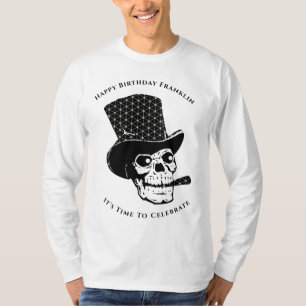 Skull Skeleton Happy Birthday Fun Personaliseren T-shirt