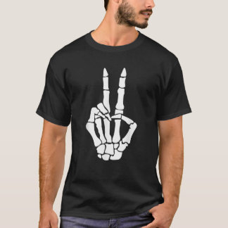 Skull Skeleton Peace Sign Birthday Gift T-shirt