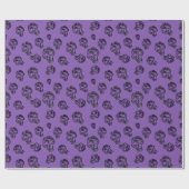 Skull Sketch Halloween Pattern | Zwart-Paars Cadeaupapier (Vlak)