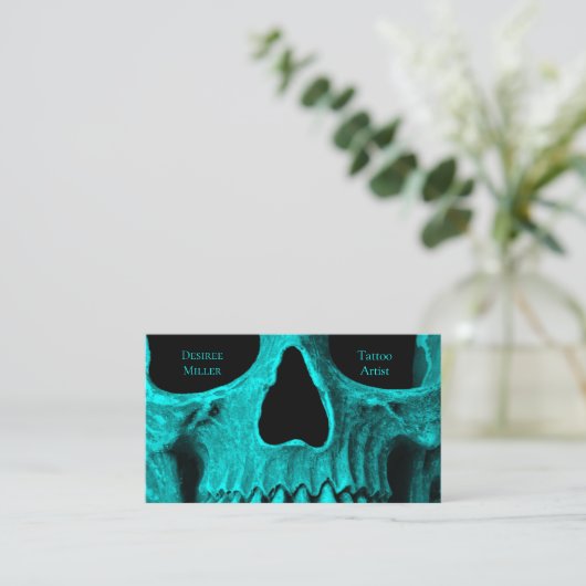 Skull Sluit Gothic Dark Blauwgroen Black Tattoo Sh Visitekaartje (Staand voorkant)