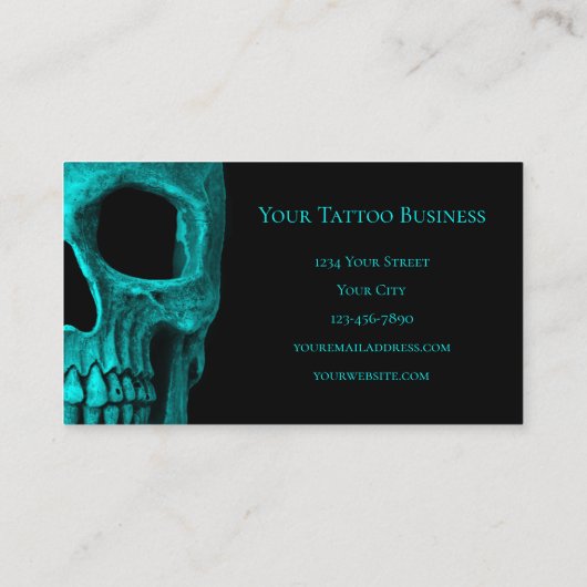 Skull Sluit Gothic Dark Blauwgroen Black Tattoo Sh Visitekaartje (Achterkant)
