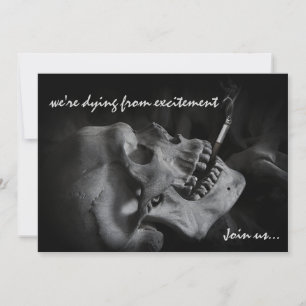 Skull Smoking Cigarette Halloween Party Invitation Kaart