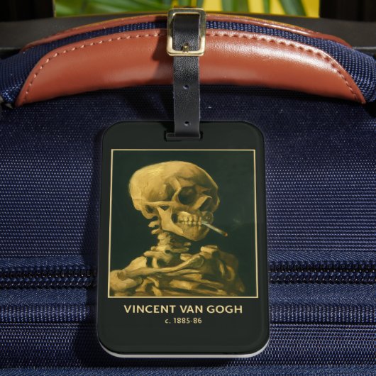  Skull Smoking – Unieke Van Gogh geïnspireerd Bagagelabel (Voorkant Insitu 2)
