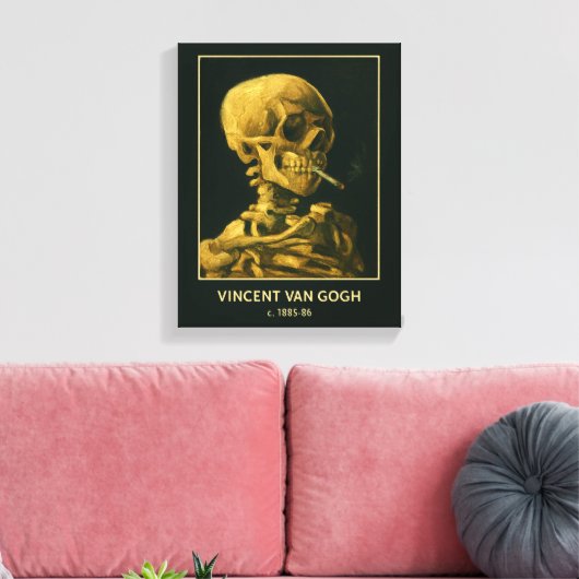  Skull Smoking – Unieke Van Gogh geïnspireerd Canvas Afdruk (Insitu (Woonkamer))