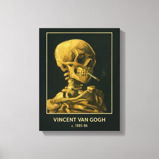 Skull Smoking – Unieke Van Gogh geïnspireerd Canvas Afdruk (Voorkant)
