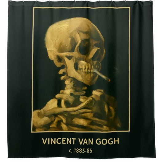 Skull Smoking – Unieke Van Gogh geïnspireerd Douchegordijn (Voorkant)