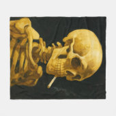  Skull Smoking – Unieke Van Gogh geïnspireerd Fleece Deken (Voorkant (Horizontaal))