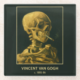  Skull Smoking – Unieke Van Gogh geïnspireerd Glazen Onderzetter