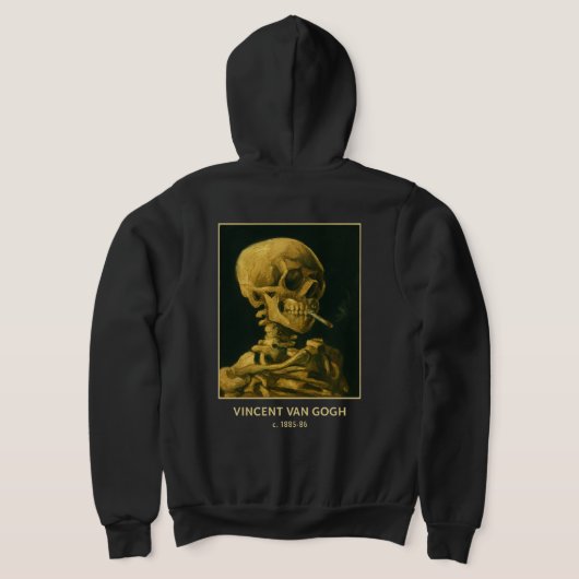  Skull Smoking – Unieke Van Gogh geïnspireerd Hoodie (Laag Achter)